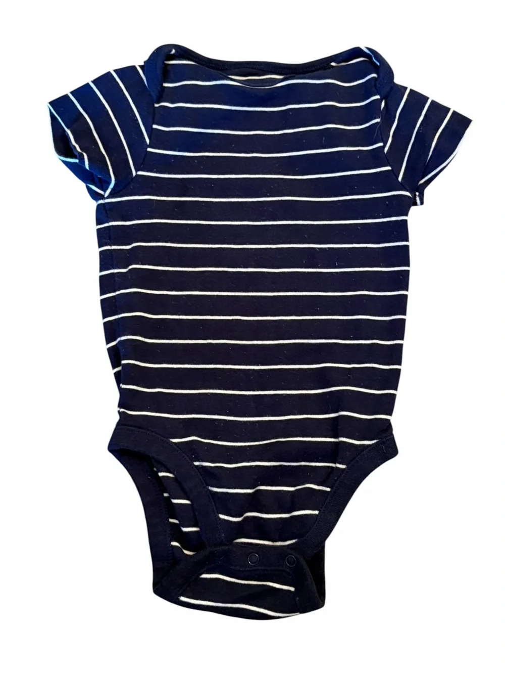 Old Navy Navy & White Striped Short-Sleeve Baby Bodysuit
